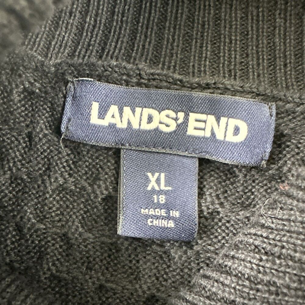 Lands End‎ Black Turtleneck Sweater Tunic Textured Pullover Cotton Womens XL - Picture 6 of 10